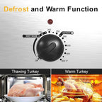 28Qt Electric Roaster Oven, with Self-Basting Lid, Removable Pan, Cool-Touch Handles, 1450W Stainless Steel Turkey Roaster Oven, Silver