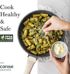 CAROTE Non Stick Frying Pan Skillet, 8" Nonstick Fry Pan with Glass Lid, Egg Pan Omelet Pans, Granite Cookware, PFOA Free (Classic Granite, 8-Inch)