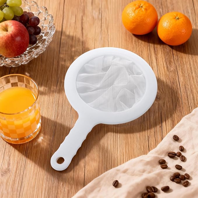 Ultra Fine Mesh Strainer with Handle, 120 Mesh, Plastic Strainer for Juicing, Small Colander for Kitchen, Nylon Fine Sieve for Nut Milk, Yogurt, Juice, Coffee, Honey, Food, Tea Leaf Filter
