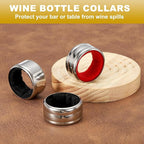 PATIKIL 8 Pcs Wine Bottle Collars, Stainless Steel & Velvet Felt Bottle Drip Ring Anti-overflow Wine Drip Catcher Accessories for Kitchen Bar Party Beverage, Black/Red (Ordinary&Flannel)