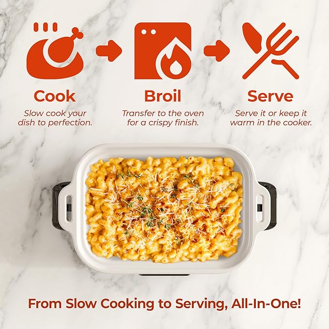 Magnifique 4 Quart Casserole Digital Slow Cooker, Premium Ceramic Bakeware for Oven, Dishwasher Safe Baking Dish,Black