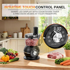 12 Cup Smart Food Processor, Electric Food Chopper Slicer with French-Fry Slicing Shredding Chopping Kneading Cutter, For Meat, Vegetable, Fries, Cheese, Meat & Veggie Prep, Puree