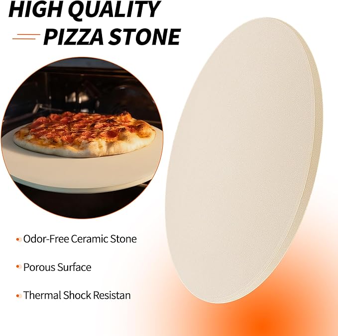 Round Pizza Stone for Oven, 13" Cooking Stone Compatible with Breville Smart Oven BOV800 BOV845, Cordierite Baking Stones for BBQ Grill, Pizza Stones BOV800PS Replacement for Breville Oven Accessories
