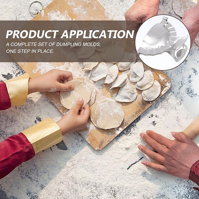 Dumpling Maker Set Stainless Steel Dumpling Making Mold Cutter with Filling Spoon and Scraper 5pcs Kitchen Gadget Set for Home Cooking