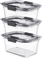 Rubbermaid Brilliance Glass Storage 4.7-Cup Food Containers with Lids Set of 3 Clear