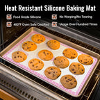 Silicone Macaron Baking Mat with 10 Recipes, Non Stick Silicone Mat for Pastry, Cookie, Macaron, Pizza,Bread, Surdough,Fondant, Extra Large and Dishwasher Safe