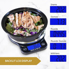 INEVIFIT Digital Kitchen Scale, Highly Accurate Multifunction Food Scale 13 lbs 6kgs Max, Clean Modern Black with Premium Stainless Steel Finish. Includes Batteries
