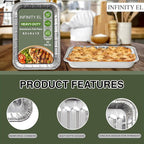 INFINITY EL Disposable Aluminum Foil Pans 20 Pack | Mini Shallow 8.5"x 6"x1.5" Broiler Pans, Heavy Duty Foil Pan | Aluminum Baking Pans for Roasting Turkey, Lasagna, Thanksgiving, Christmas, Party