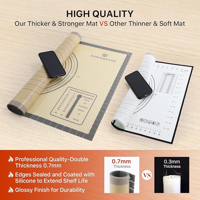 Baking Mat, 28" x 20" Large Silicone Non-slip Baking Pastry Mat with Measurement, Non Stick Silicone Mats for Kitchen Counter, Fondant Mat, Counter Mat, Dough Rolling Mat, Oven Liner, Pie Crust Mat