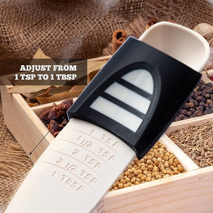 Performore Adjustable Measuring Spoon with Double End Adjustable Scale, 9 Stalls All in One Measuring Spoon, Wide Range of Measurements - Dry and Semi-Liquid Ingredients for Baking, Cooking