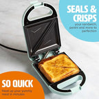 Tasty Mini Sandwich Maker, Makes Sandwiches, Paninis, Grilled Cheese, Desserts, Quick Results, Easy Cleanup, 600W, Aqua