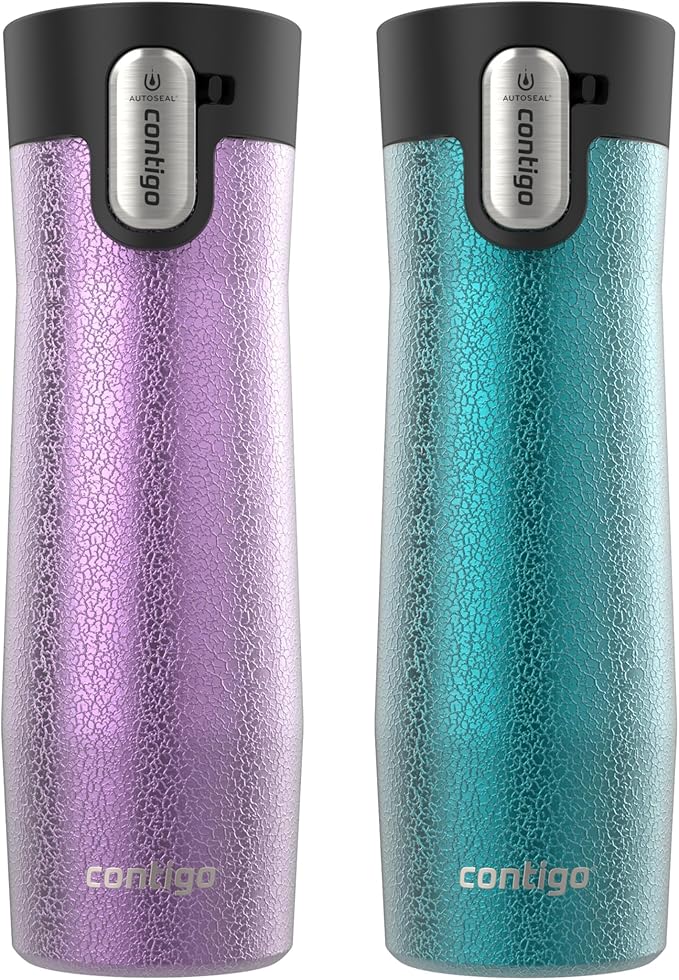 Contigo AUTOSEAL West Loop Vacuum-Insulated Stainless Steel Travel Mug with Easy-Clean Lid, 20 oz, 2-Pack
