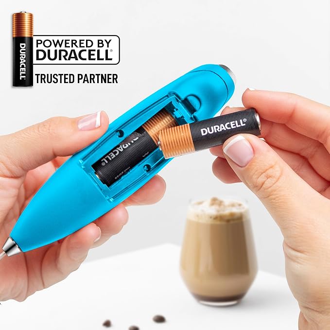 Zulay Kitchen Whisk Milk Frother with 4 Duracell Batteries - Powerful Handheld Foam Maker for Coffee, Lattes, Matcha, Hot Chocolate & Cappuccinos - Whip Creamy Froth in Seconds