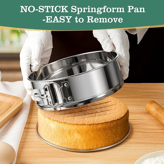 9 Inch Springform Cake Pan, 304 Stainless Steel Springform Pans, Leakproof & Nonstick Cheesecake Pan with Removable Bottom, Round Spring Form Cake Pan For Baking