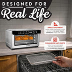 Gourmia Toaster Oven Digital Air Fryer - Convection Mode with 4 Slice Capacity, 3 Rack Positions, 12 Presets, Toast, Bagel, Bake, Roast, Broil, Dehydrate, Popcorn, Fits 9" Pizza, Stainless Steel