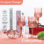 Plastic Wine Glasses, Plastic Goblets Vintage Style Cordial Unbreakable Drinking Glasses, Reusable Drinkware for Wedding Reception, Grand Event Party Supplies (12, Rose Gold)