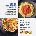 Gotham Steel 5 Quart Stock Pot Multipurpose Pasta Pot with Strainer Lid & Twist and Lock Handles, Ceramic Nonstick Cooking Pots + Pasta Strainer Lid, Spaghetti Pot, Dishwasher Safe