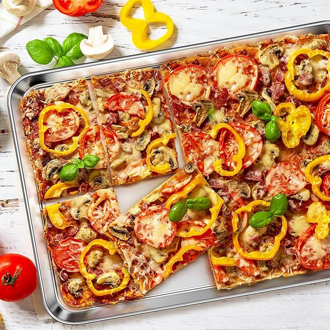 Homikit 1 Pack Baking Sheet, 18 x 13 Inches Stainless Steel Large Cookie Pan, Heavy Duty Metal Half Sheet Tray for Oven Baking Roasting Cooking, Rustproof & Nonstick, Dishwasher Safe