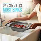 Comfify XL Large Kitchen Strainer - Collapsible Silicone Over-The-Sink Colander with Extendable Handles - Use with Pasta, Fruit, Berries & Veggie - 6 Quart - Gray