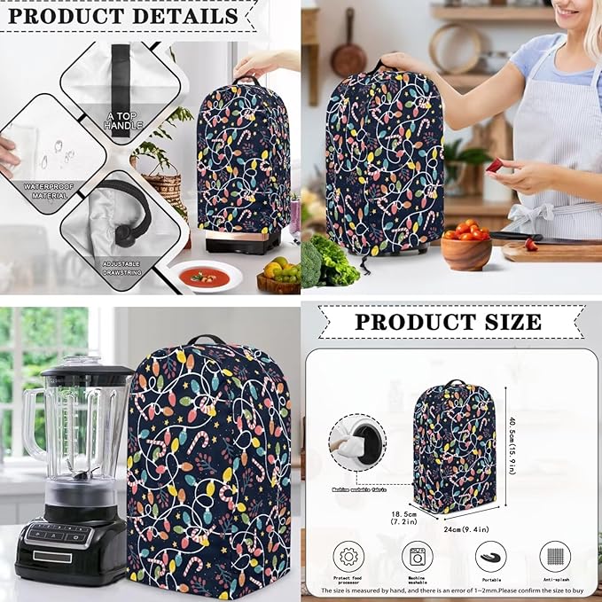Christmas String Lights Blender Slow Cooker and Toaster Cover 4 Slice Kitchen Accessories Set for Coffee Maker, Stand Mixer & Microwave Counter Decor 3PCS