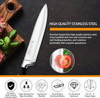 Kitchen Knife Set, Retrosohoo 9-Pieces Black Sharp Non-Stick Coated Chef Knives Block Set,Stainless Steel Knife Set for Kitchen with Sharpener for Cutting Slicing Dicing Chopping (Black)
