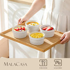 MALACASA Ramekins 8 Oz Oven Safe, Ceramic Creme Brulee Souffle Dishes, Pudding Custard Cups Ramekin For Baking, Small Dipping Sauce Bowls, Set of 4, Microwave and Dishwasher Safe, Arctic White