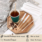 2000 Pcs Individually Wrapped Wooden Coffee Stirrers, Disposable Coffee Stir Sticks Round End Sticks Bulk Wood Stirrers for Cocktail Hot Drinks Restaurant Bar Home Office (7 Inch)