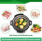 AOZITA Steamer Basket for Instant Pot Accessories 6 qt or 8 quart - 2 Tier Stackable 18/8 Stainless Steel Mesh - Silicone Handle - Vegetable Steamer Insert, Egg Basket, Pasta Strainer,Silver