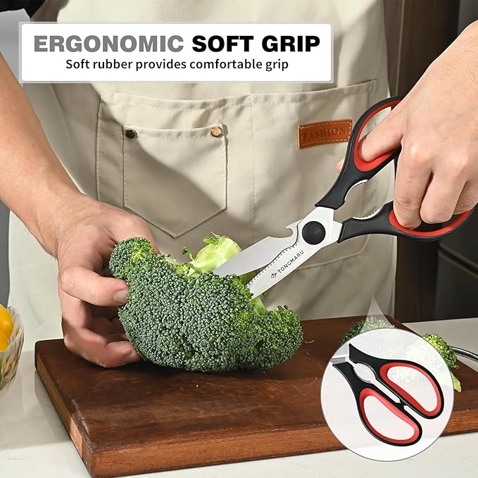Kitchen Cooking Shears Heavy Duty Kitchen Scissor with, Detachable, All Purpose Scissors, Dishwasher Safe Scissors, Serrated Blades, Nutcracker and Bottle Opener function included (1 Pack)