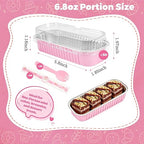 NPLUX 100 Pack Mini Cake Pans with Lids and Spoons Rectangular Aluminum Foil Baking Pans Mini Cheesecake Containers(6.8oz)