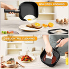 Dezin 2L Electric Hot Pot with Steamer, Rapid 800W Non-Stick Ceramic Coating Dorm Cooking Pot, Plug in Electric Pan Cooker with Adjustable Power for College Hotel Office(Silicone Spatula Included)