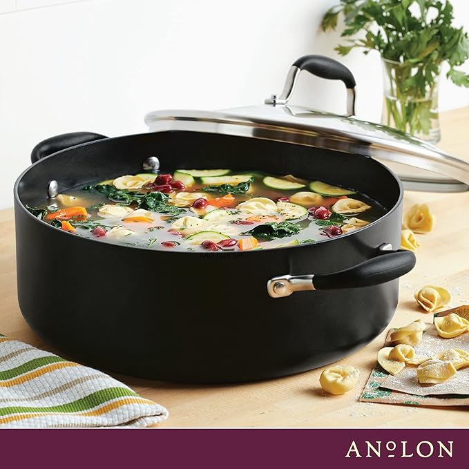 Anolon Advanced Home Hard-Anodized Nonstick Wide Stock Pot/Stockpot (7.5-Quart, Onyx)