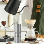 Manual Portable Coffee Grinder with 7 Star Conical Burr, 60 Clicks External Adjustment Full-Metal Coffee Grinder for Coffee Bean Grinder for Espresso, French Press, Travel, Camping, Home & Office Use