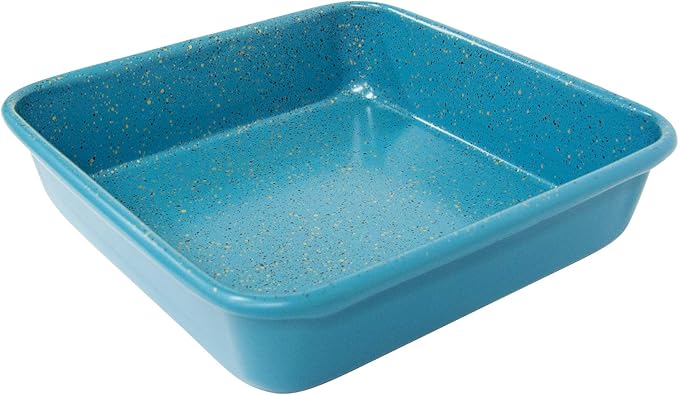 casaWare 7-Inch Toaster Oven Ultimate Series Commercial Weight Ceramic Non-Stick Coating Square Pan (Blue Granite)