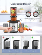 Ganiza Juicer Machines, Slow Masticating Juicers with Large Feed Chute for Whole Fruits & Vegetables, Cold Press Juicer with 3 Replace Filters for Batch Juicing, Easy to Clean, BPA Free(Silver)