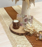 FEXIA Boho Table Runner 48 Inches Long Thanksgiving Decor with Tassels Farmhouse Style for Party Wedding Baby Bridal Shower Dining Decor Middle Brown (12x48 Inches)