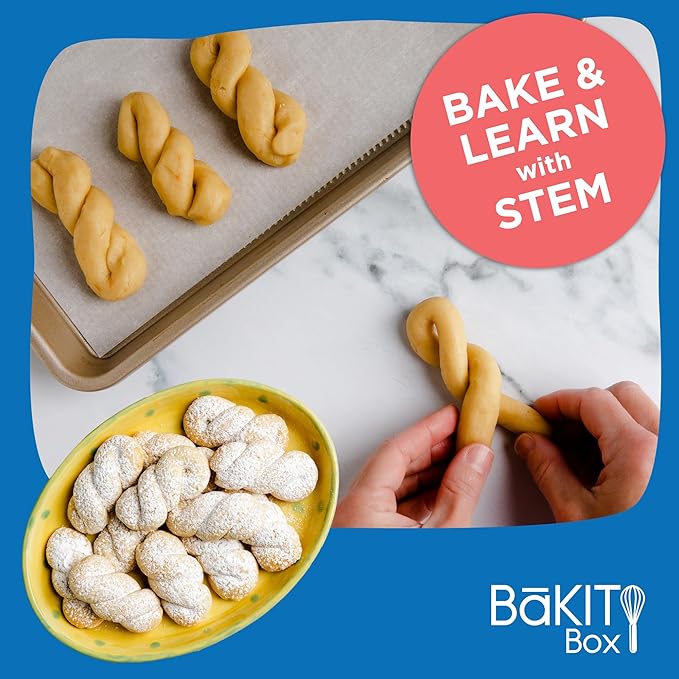 BāKIT Box Greek Koulourakia Cookie Kit, Kids Baking Gift with Printed Recipe & Activity Guide, Make Greek Twist Cookies + Learn Words & Symbols