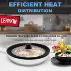 Lerykin Tempered Glass Lid - Universal Lid with Heat Resistant Silicone Rim for Pots, Pans and Skillets - Pan Cover Replacement Lid Fits 6.5", 7" and 8" Diameter Cookware