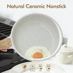 SENSARTE Nonstick Ceramic Frying Pan Skillet, 8-Inch Omelet Pan, Healthy Non Toxic Chef Pan, Induction Compatible Egg Pan with Heat Resistant Handle, PFAS-Free, White