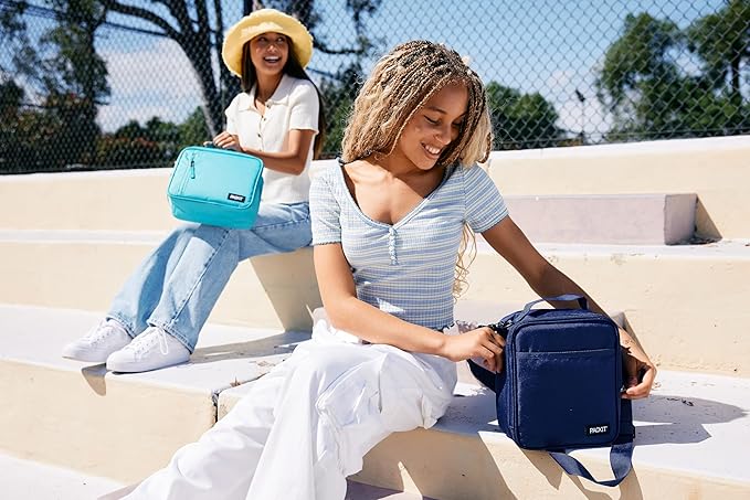 PackIt Freezable Classic Lunch Box, Daisy Sage, Built with EcoFreeze Technology, Collapsible, Reusable, Zip Closure With Zip Front Pocket and Buckle Handle, Designed for Fresh Lunch On the Go