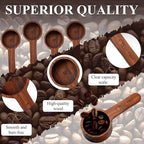 Skyley 4 Pcs Coffee Wooden Scoop for Canisters Jars 15ml 1 Tablespoon Small Coffee Scoop for Ground Caf Walnut Wood Measuring Spoons Home Kitchen Accessories for Beans, Tea, Sugar, Bath Salt