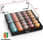 Deco Brothers Crystal Tempered Glass Vertuo Pod Holder Drawer, 30 Large or 60 Small Nespresso Capsule Organizer, Black