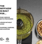 Waring Commercial WFP14SW 3.5 Quart Food Processor, 1 HP Motor, Low Profile Design, Patented LiquiLock Seal Bowl System, Includes Whipping Disc and a Standard S blade for Chopping, Pureeing, and Emulsyfying, 120V, 5-15 Phase Plug
