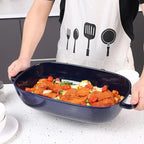 6 Quart Large Rectangular Baking Dish, 16x11 Inches Ceramic Baking Pan Casserole Dish for Cooking,Kitchen and Daily Use, Safe for Oven Microwave Refrigerator Disinfection Cabinet and Dishwasher,Blue