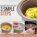 40oz Platinum Silicone Microwave Steamer Pot with Handle & Lid - Korean 100% Food-Grade Steamer Bowl, Heat-Resistant Cooker with Steam Holes, Easy Clean, Dishwasher Safe, Taupe Brown