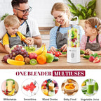 2PCS Portable Personal Blender 17 OZ/500 ML Juicer, 175W Personal Size Blender, Ideal for Smoothies, Ice Blending, Juicing, and Food Processing, Compact, Convenient, and Versatile（Blue&White）