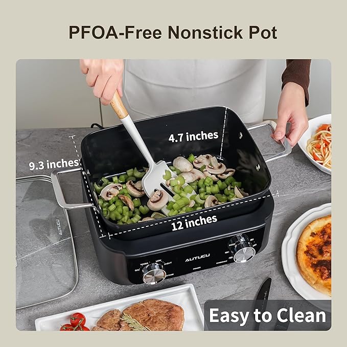 7-Quart Slow Cooker | PFOA-Free Ceramic Coating, Dishwasher Safe Oven Safe to 450°F, Perfect for Large Families, Entertaining (With Timer)