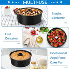 TeamFar 10 Inch Angel Food Cake Pan, Non-Stick Coating Stainless Steel Core Pound Cake Pan with Tube, Healthy & Heavy-Duty, One-piece & Hollow Design, Release Easily & Easy Clean, Set of 2