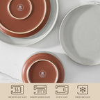 MALACASA Plates and Bowls Sets, 18 Pieces Modern Ceramic Dinnerware Set for 6 Kitchen Dinner Set Stoneware Dishware Dishes Set Microwave and Dishwasher Safe, Grey, Series TARA