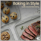 BAKKEN 6-Piece Kitchen Baking Pan Set - Royal Blue Color with Gray Ceramic Nonstick Coating, Commercial Grade Carbon Steel Bakeware, Baking Essentials, PFOA, PFOS, PTFE Free, Oven Safe (Up To 450° F)